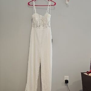 Lulus White Lace And Sequins Jumpsuit